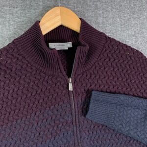 Corneliani Cable Knit Sweater Men Medium Cashmere Full Zip Italy Made Dapper